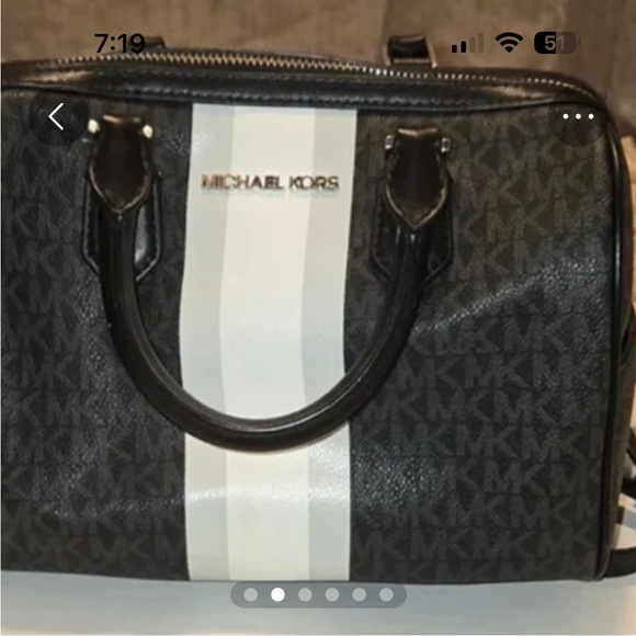Michael Kors Black and White Duffel Bag with Monogram - Picture 1 of 4